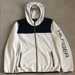 Navy Blue and Cream Tommy Hilfiger Fleece jacket